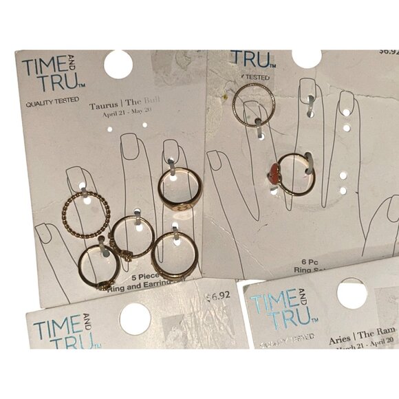 Time And Tru Gold-Tone Astrology-Themed Rings & Earrings Set Bundle - Picture 4 of 4